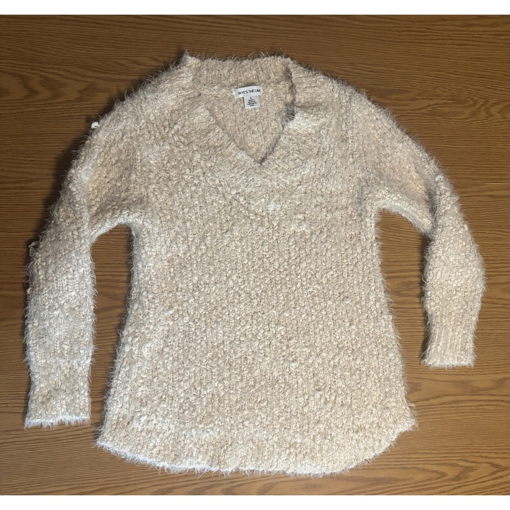 Skye's The Limit White Large‎ Sweater V Neck Preowned Good